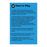 Instructions on how to play Goddit! Top Trumps Card Game, featuring steps and gameplay rules.