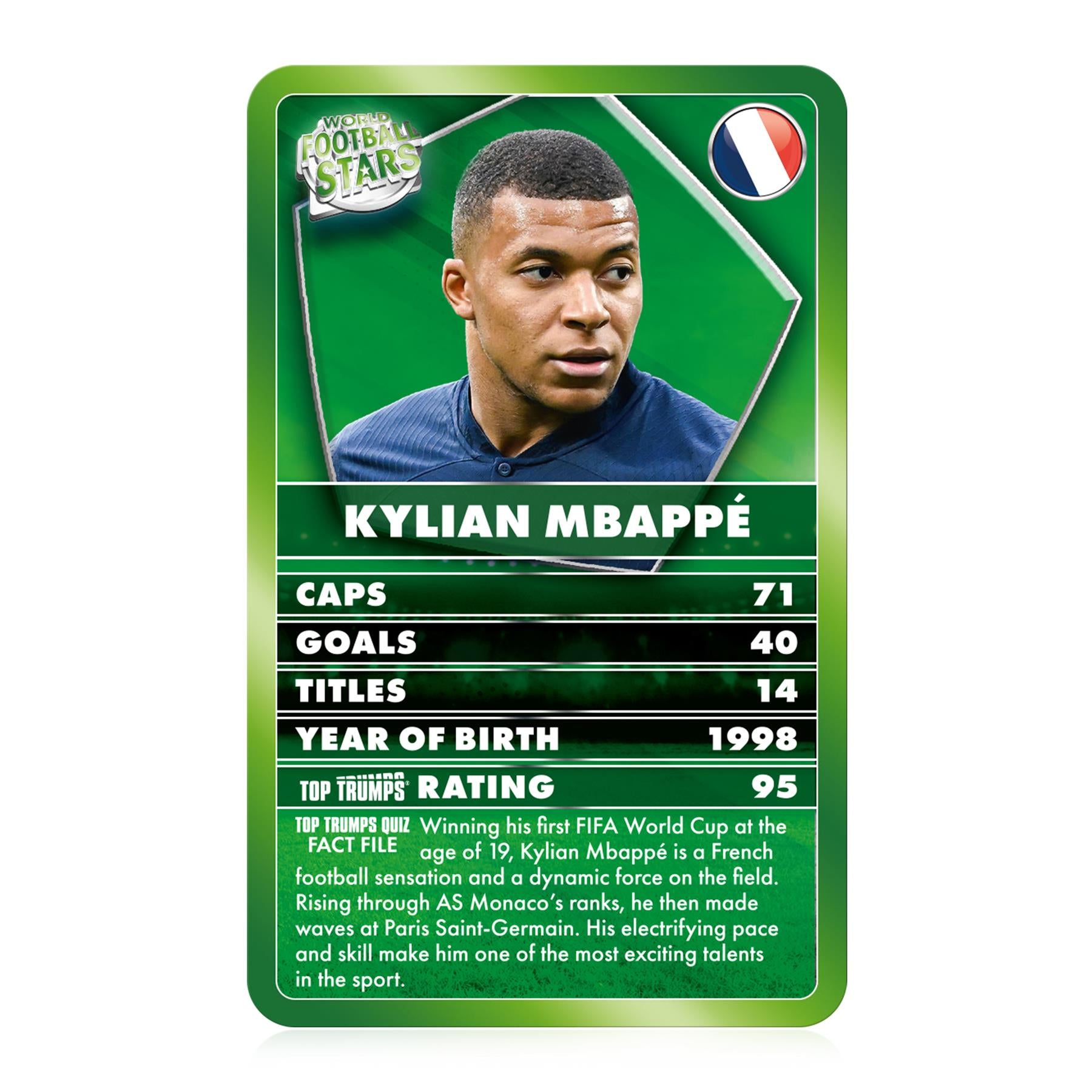 World Football Stars 2024 Green Top Trumps Card Game