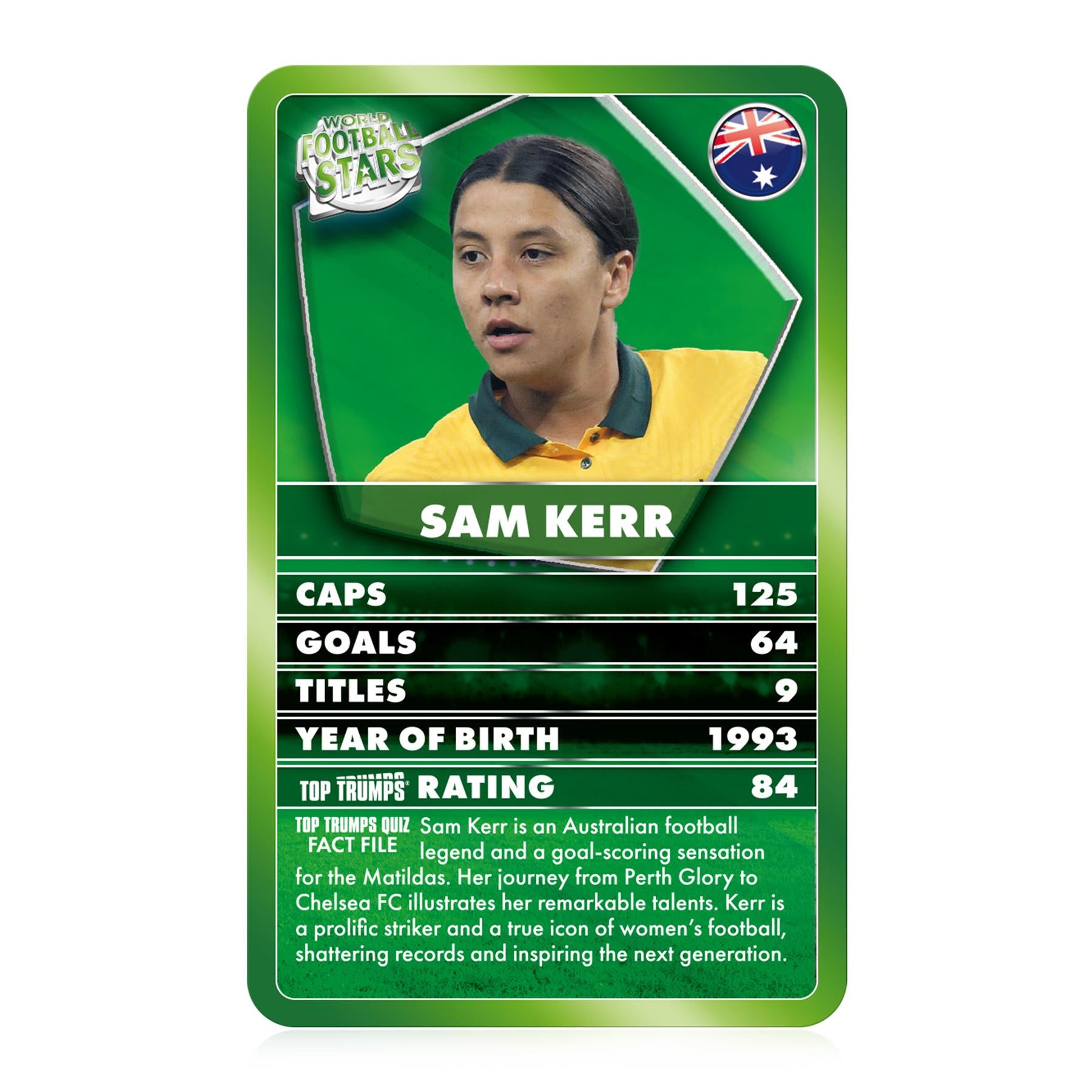 World Football Stars 2024 Green Top Trumps Card Game