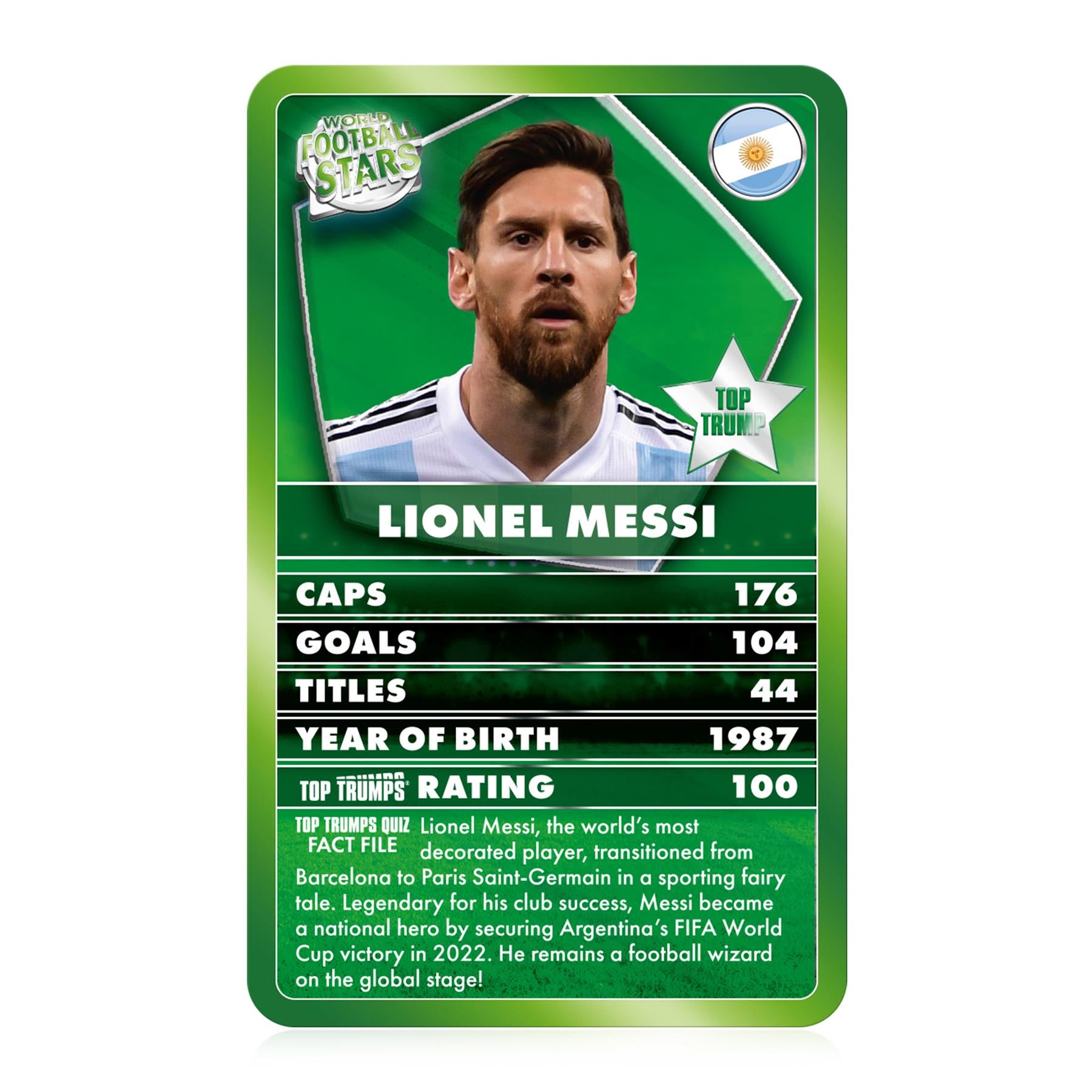 World Football Stars 2024 Green Top Trumps Card Game – Winning Moves UK